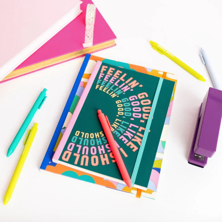 Feelin’ Good Perpetual Planner with colorful cover design and undated layouts from Funky Confetti