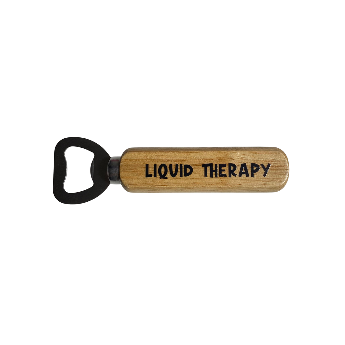 Funny wooden bottle opener with beer-themed sayings and rustic wood handle from Funky Confetti