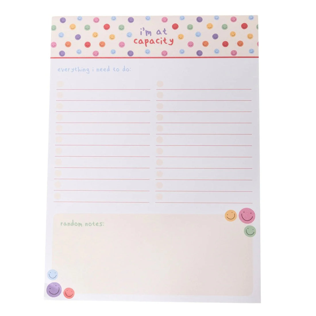 I'm at Capacity set of three colorful notepads for planning, to-do lists, and notes by Funky Confetti