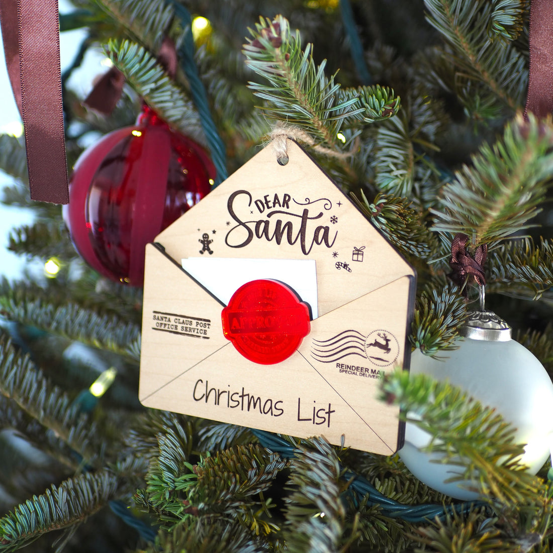 Wooden Letter to Santa envelope with engraved holiday artwork and optional personalization – Funky Confetti