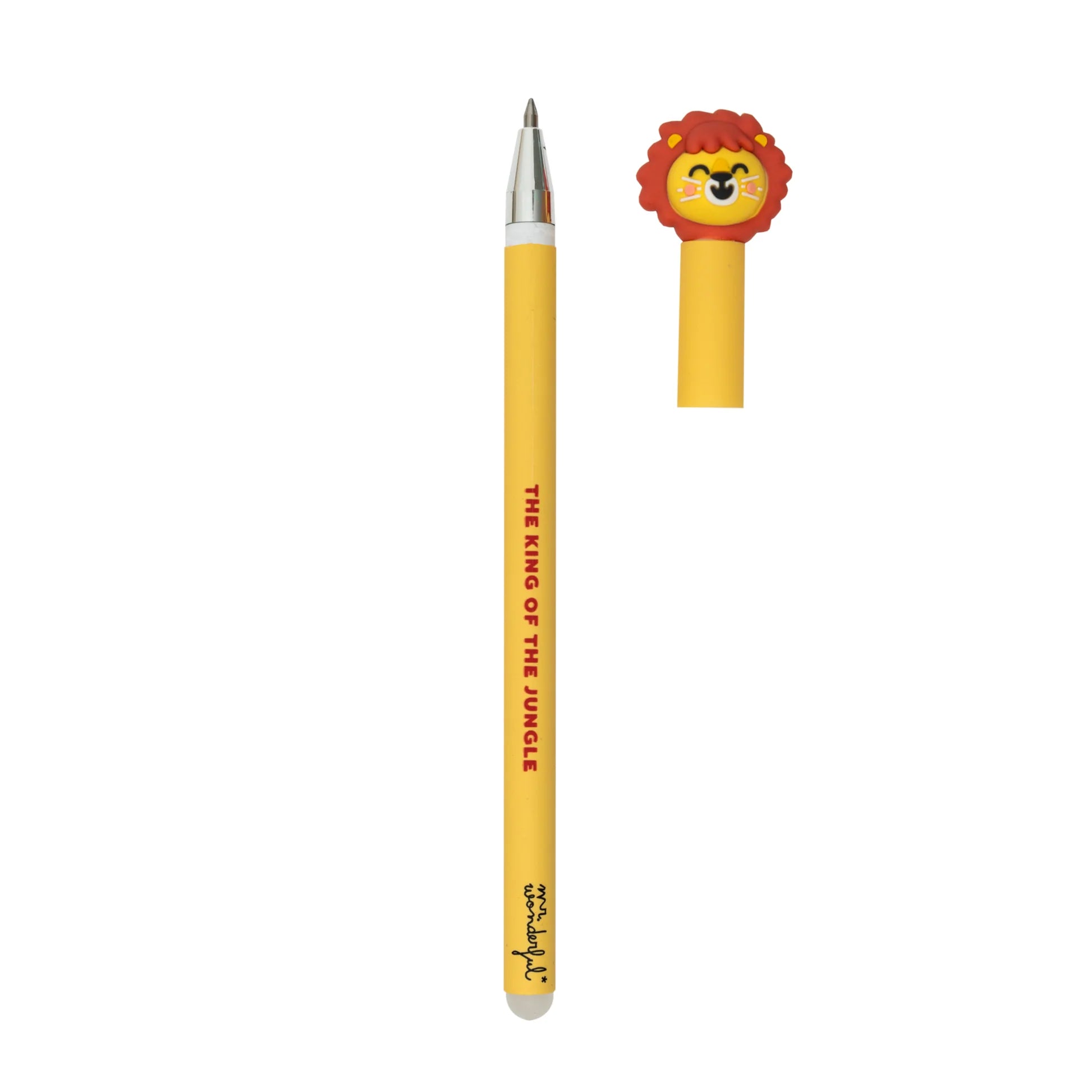 Lion erasable pen with topper and “The King Of The Jungle” text – Funky Confetti