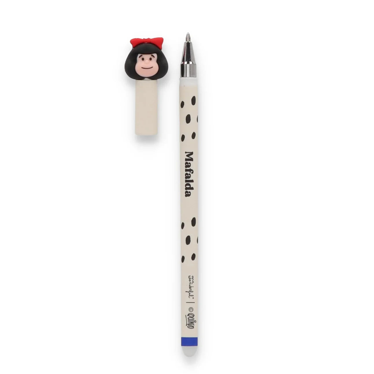 Mafalda erasable pen with character topper and blue ink – Funky Confetti