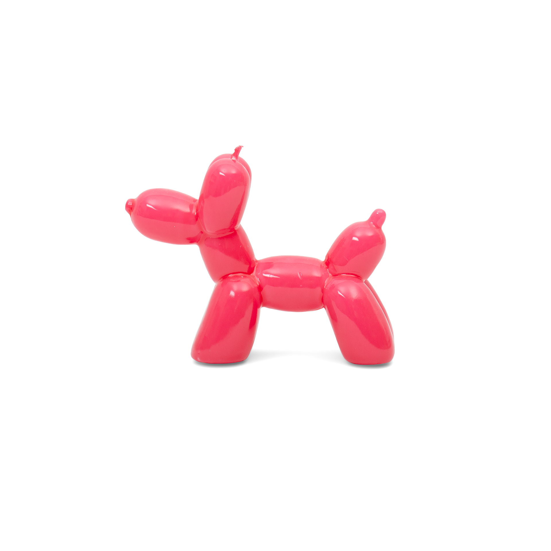 Glossy magenta balloon dog decorative candle for modern home décor and playful shelf styling by Funky Confetti.