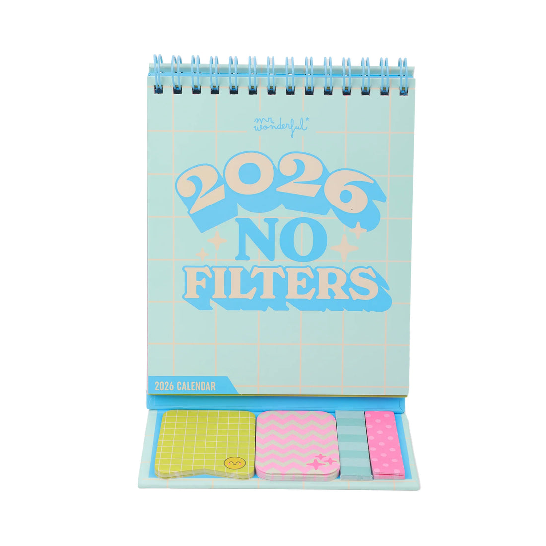 No Filters 2026 small desk calendar with sticky notes and stickers from Funky Confetti