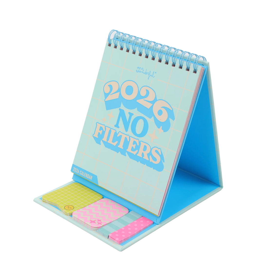 No Filters 2026 small desk calendar with sticky notes and stickers from Funky Confetti