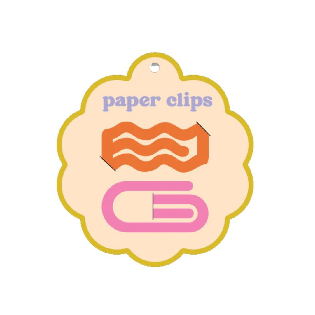 Orange and pink decorative oversized paper clips for planners, journals, notebooks, and office organization by Funky Confetti.