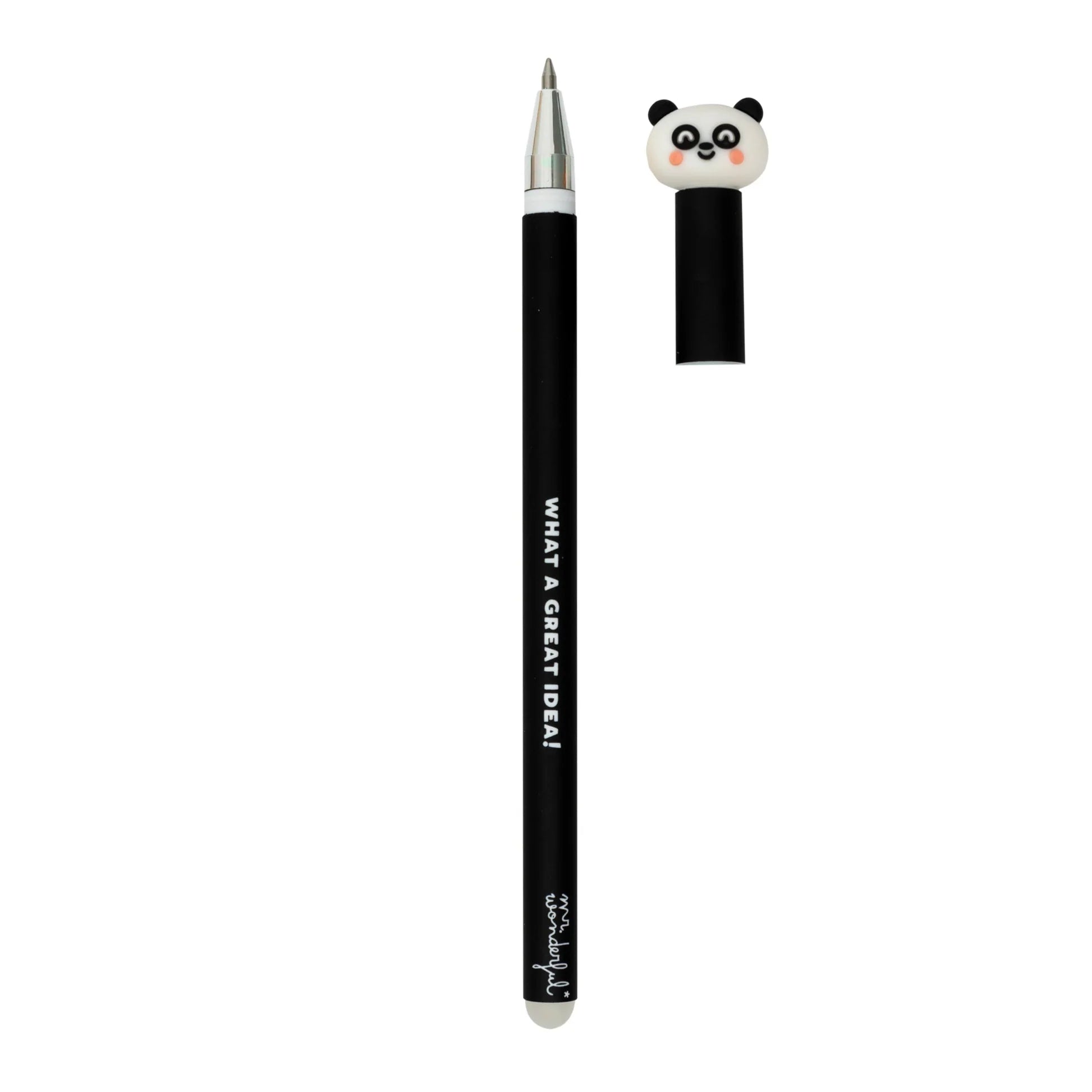 Panda erasable pen with topper and “What A Great Idea!” text – Funky Confetti