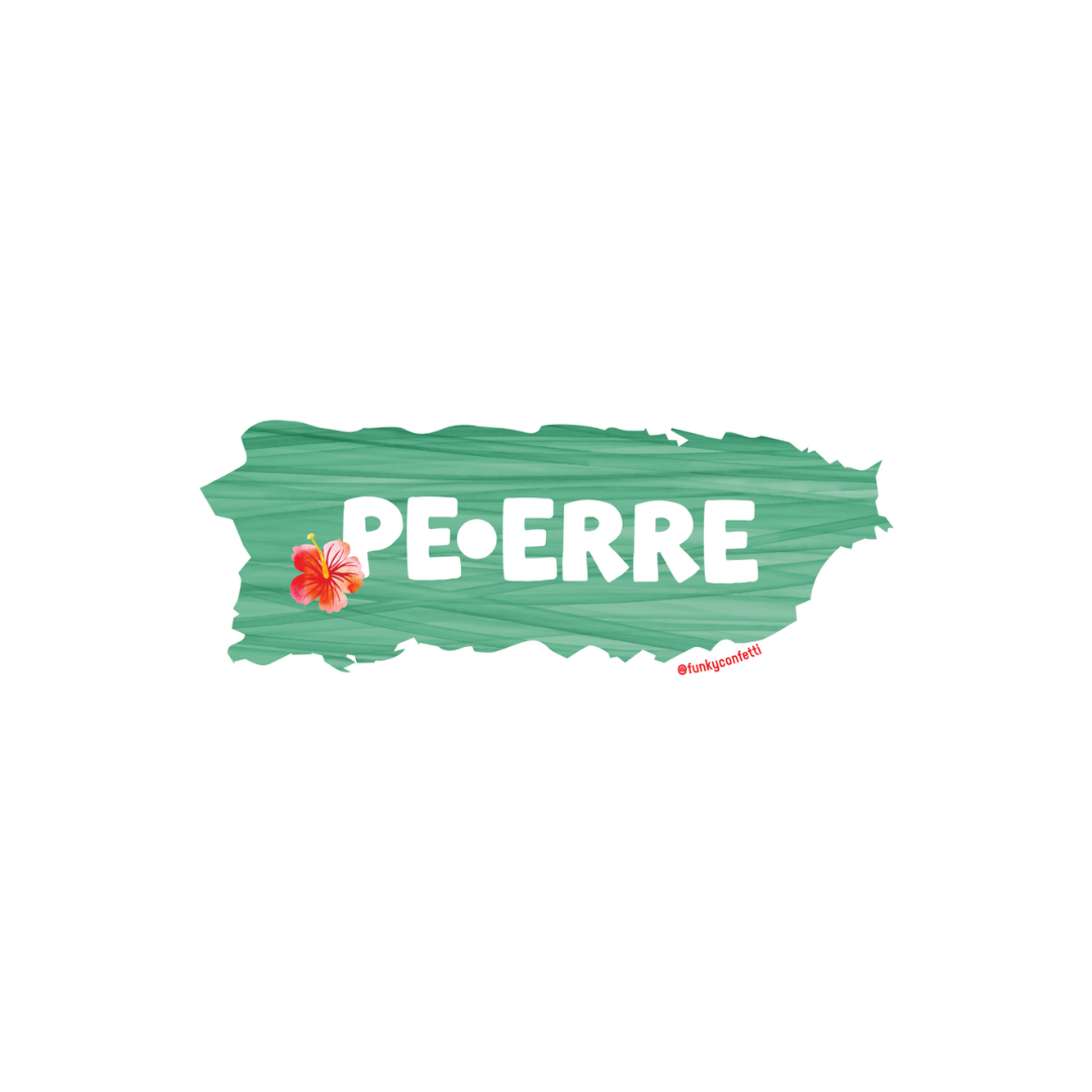 Pe Erre Puerto Rico silhouette waterproof vinyl sticker with hibiscus flower