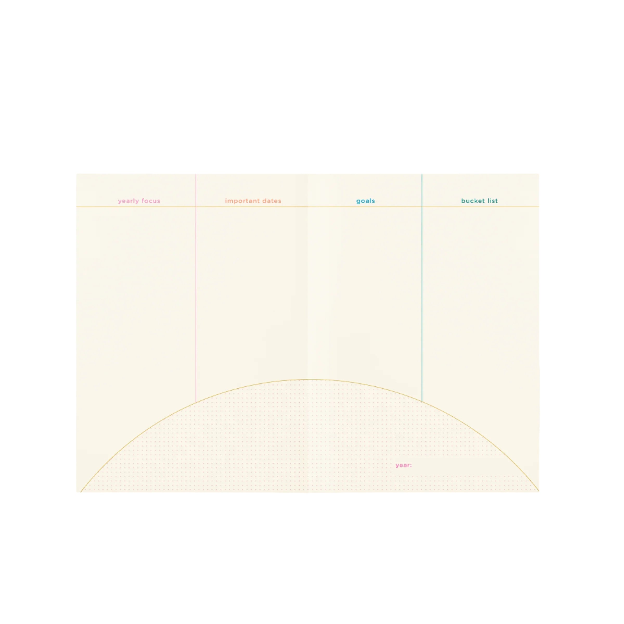 Perpetual Planner with colorful cover design and undated layouts from Funky Confetti