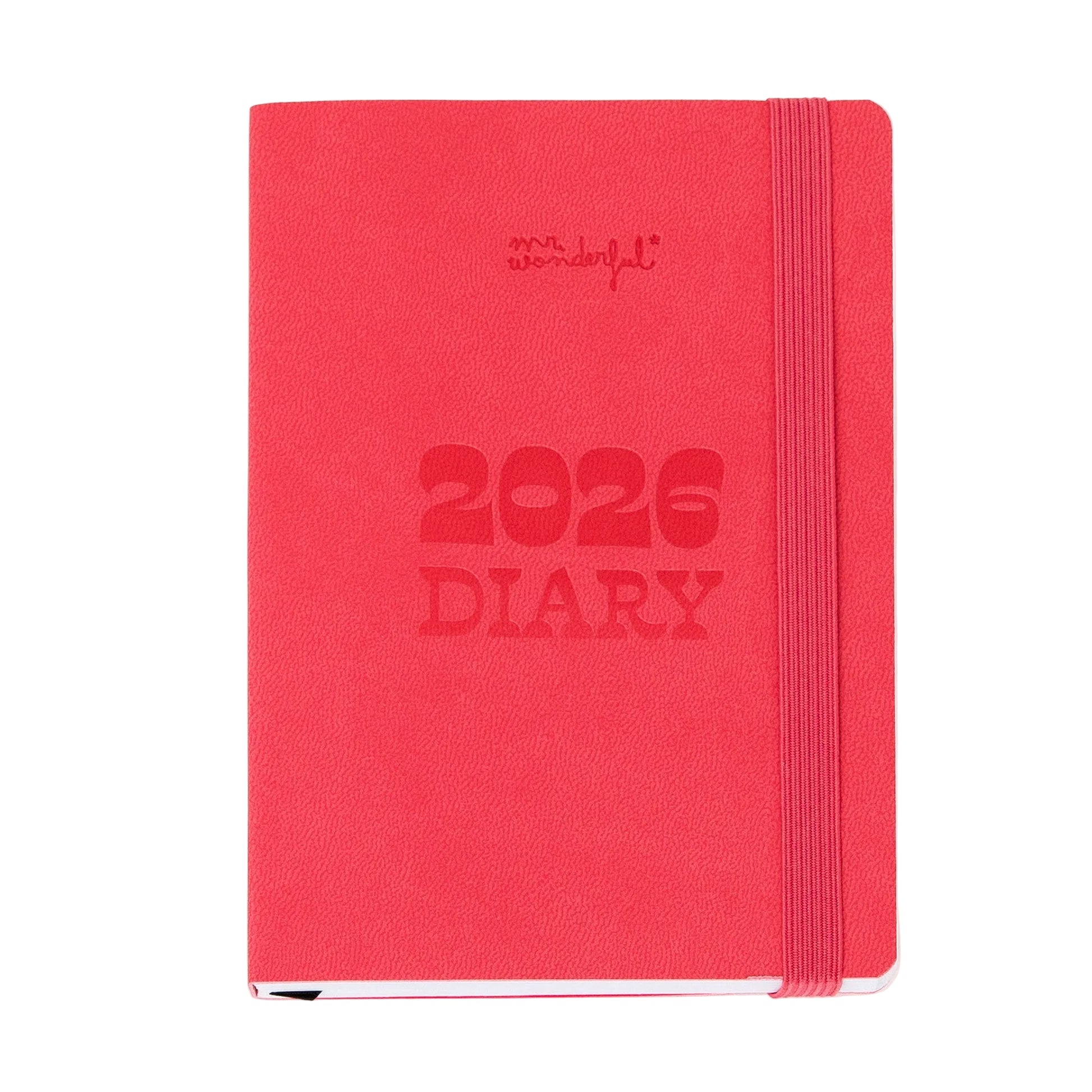Pink A6 2026 weekly pocket diary with PU cover and elastic band from Funky Confetti