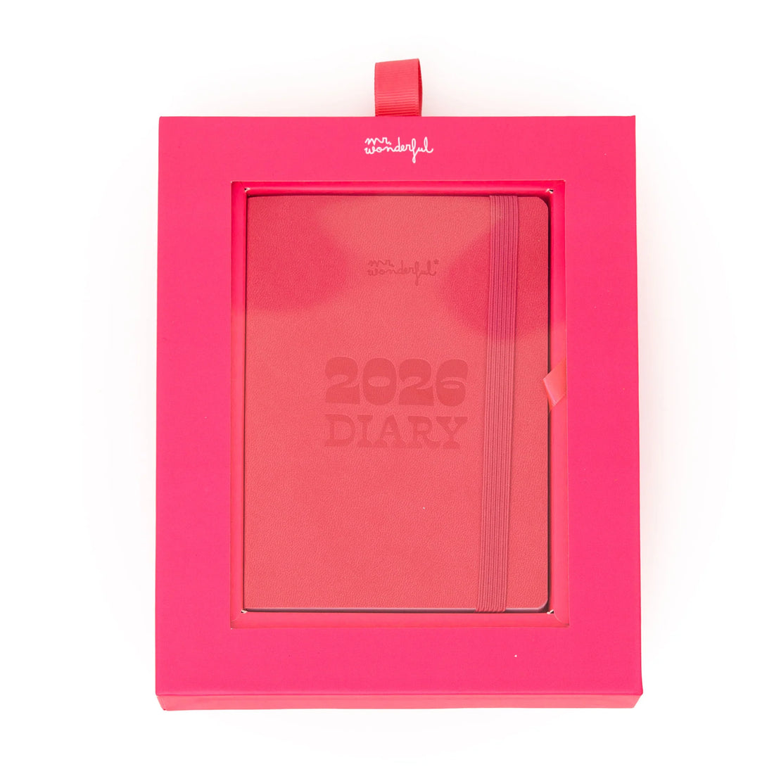 Pink A6 2026 weekly pocket diary with PU cover and elastic band from Funky Confetti