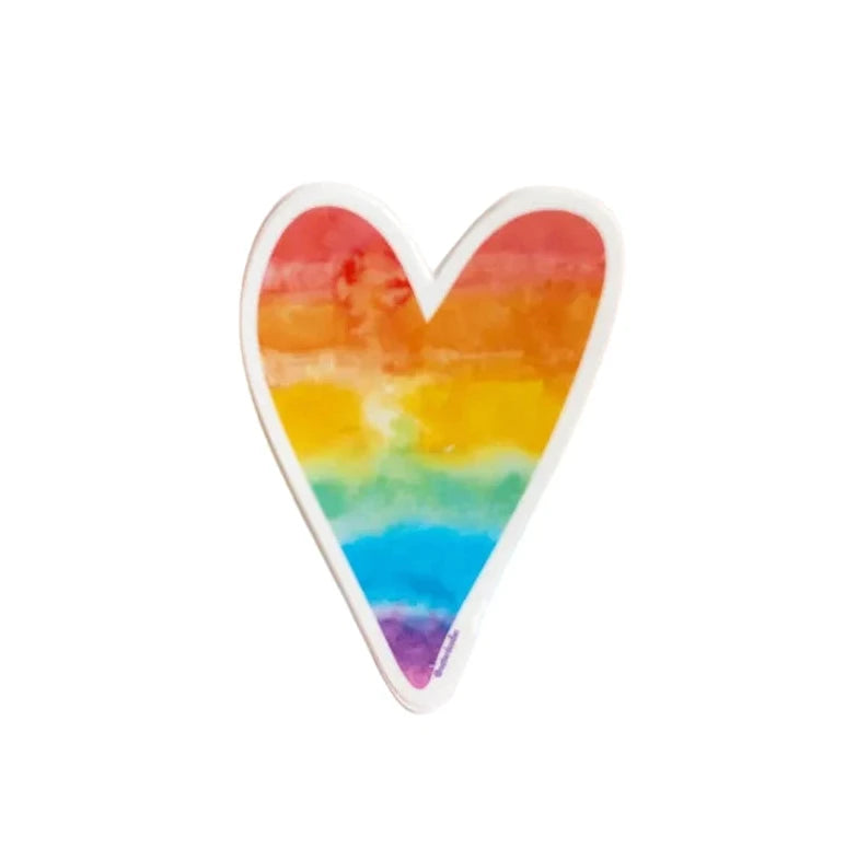 Rainbow Heart waterproof vinyl sticker with colorful watercolor design from Funky Confetti