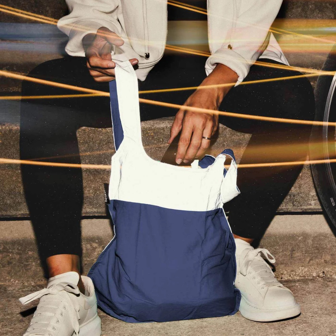 Reflective Navy Notabag 2-in-1 bag and backpack from Funky Confetti