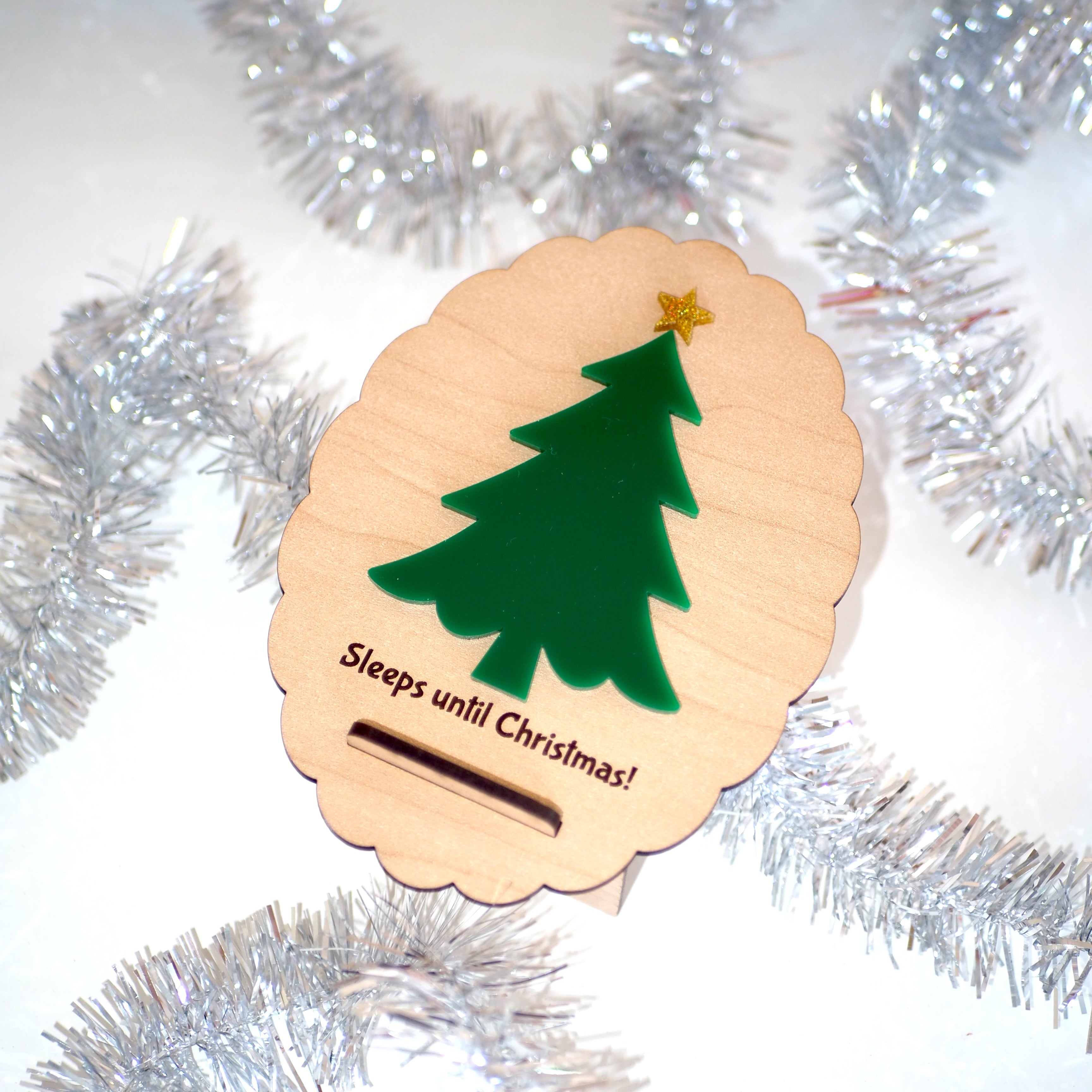 Wooden Christmas countdown sign with tree design and erasable pen – Funky Confetti