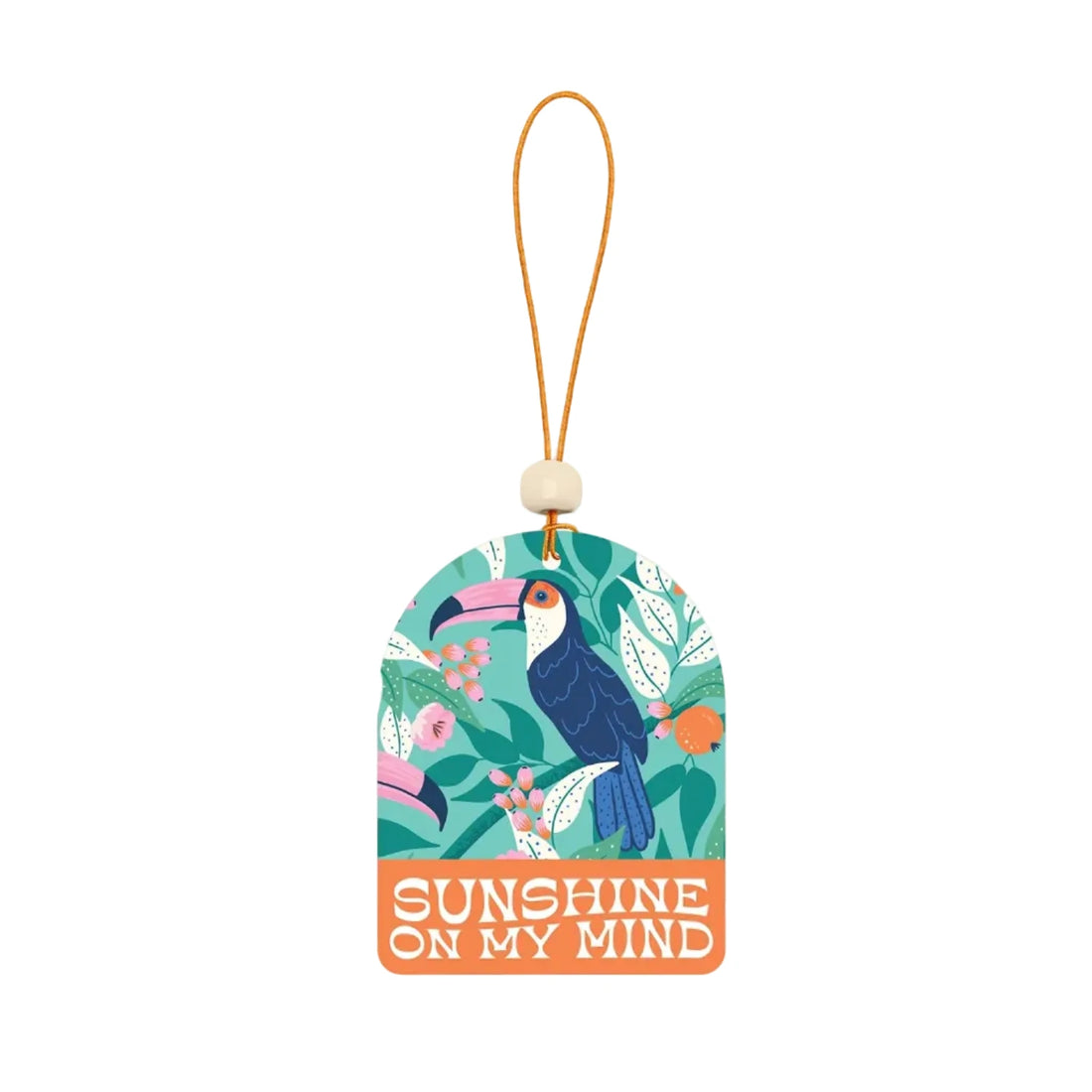 Sunshine tropical toucan car air freshener with colorful foliage from Funky Confetti