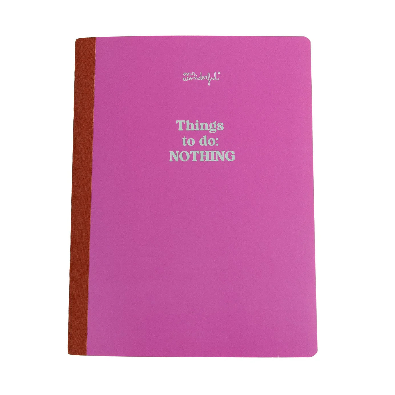 Things To Do: NOTHING A5 lined hardcover notebook with bright pink cover, sewn binding, and lay-flat design by Funky Confetti.