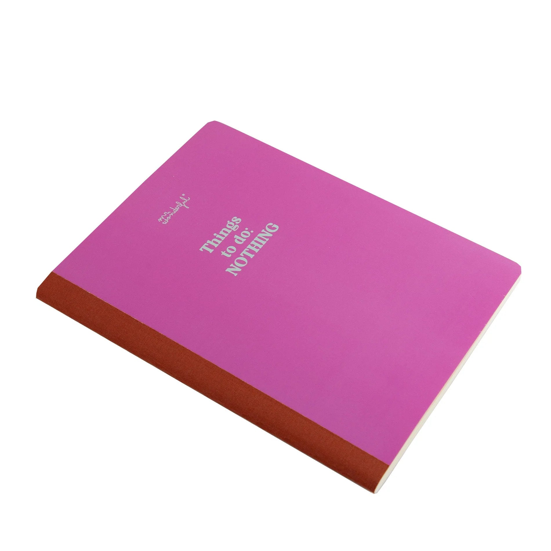 Things To Do: NOTHING A5 lined hardcover notebook with bright pink cover, sewn binding, and lay-flat design by Funky Confetti.