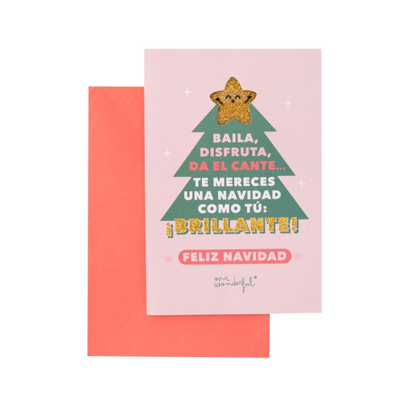 You Deserve a Christmas Card with glitter accents and matching envelope by Funky Confetti