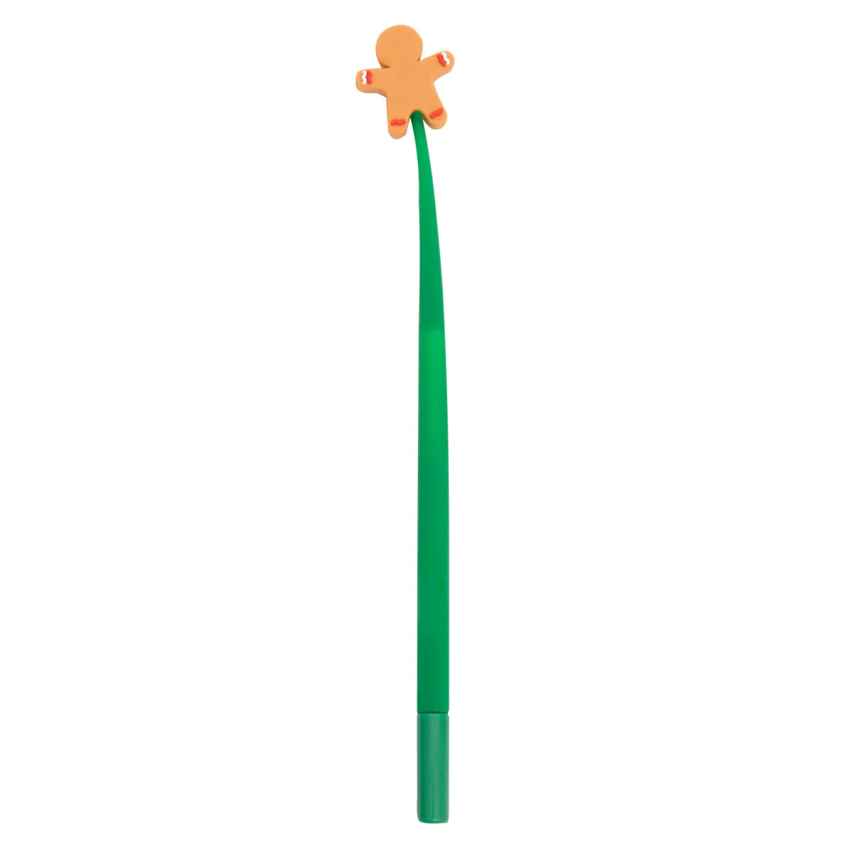 Flexible pen with gingerbread man topper in green – Gingerbread Cookie Flexible Pen by Funky Confetti