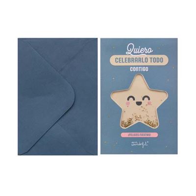 Happy Holidays greeting card with glitter star and blue envelope – Funky Confetti