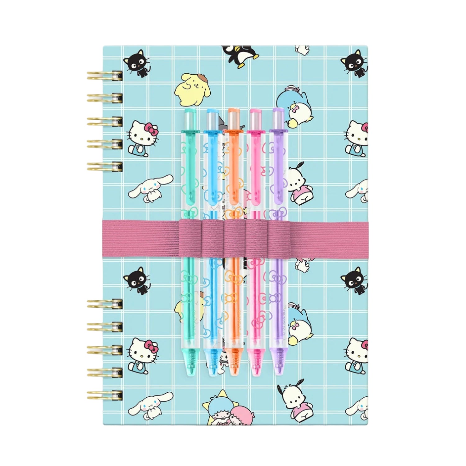 Hello Kitty and Friends Spiral Notebook and Pen Set – Sanrio stationery with 5 colorful gel pens – Funky Confetti