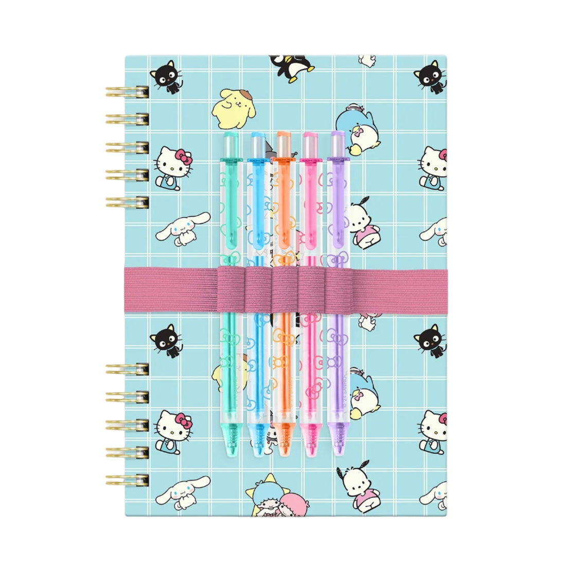 Hello Kitty and Friends Spiral Notebook and Pen Set – Sanrio stationery with 5 colorful gel pens – Funky Confetti