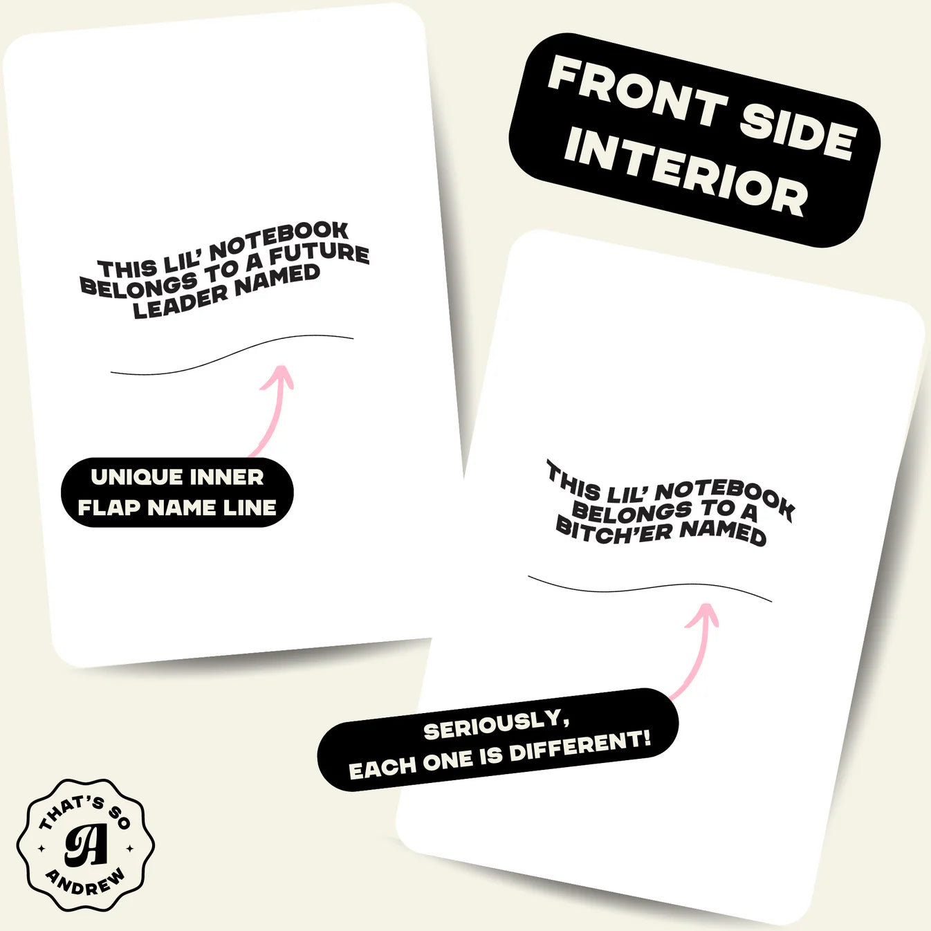 Funny red pocket journal with “brilliant ideas while drinking wine” quote, from Funky Confetti