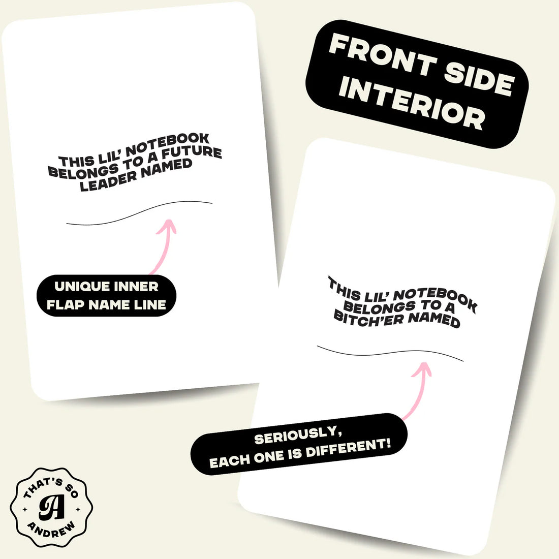 Funny red pocket journal with “brilliant ideas while drinking wine” quote, from Funky Confetti