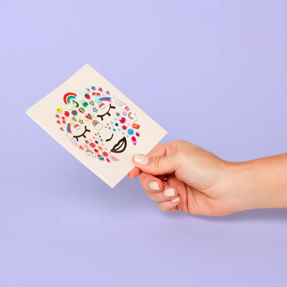 Kawaii face stickers set with 85 skin-safe, neon, and repositionable designs for kids – Funky Confetti