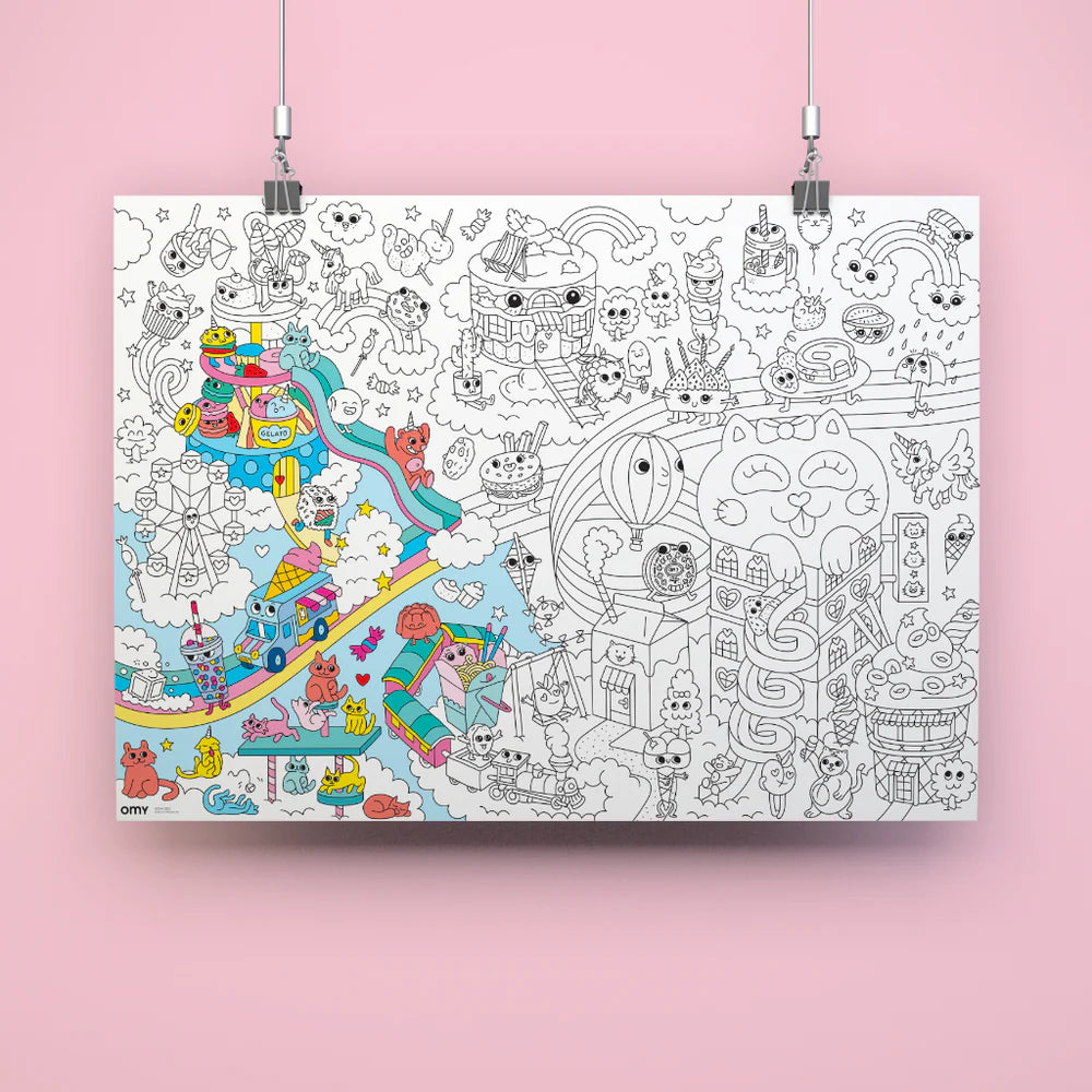 Kawaii giant coloring poster with cute illustrations – Funky Confetti
