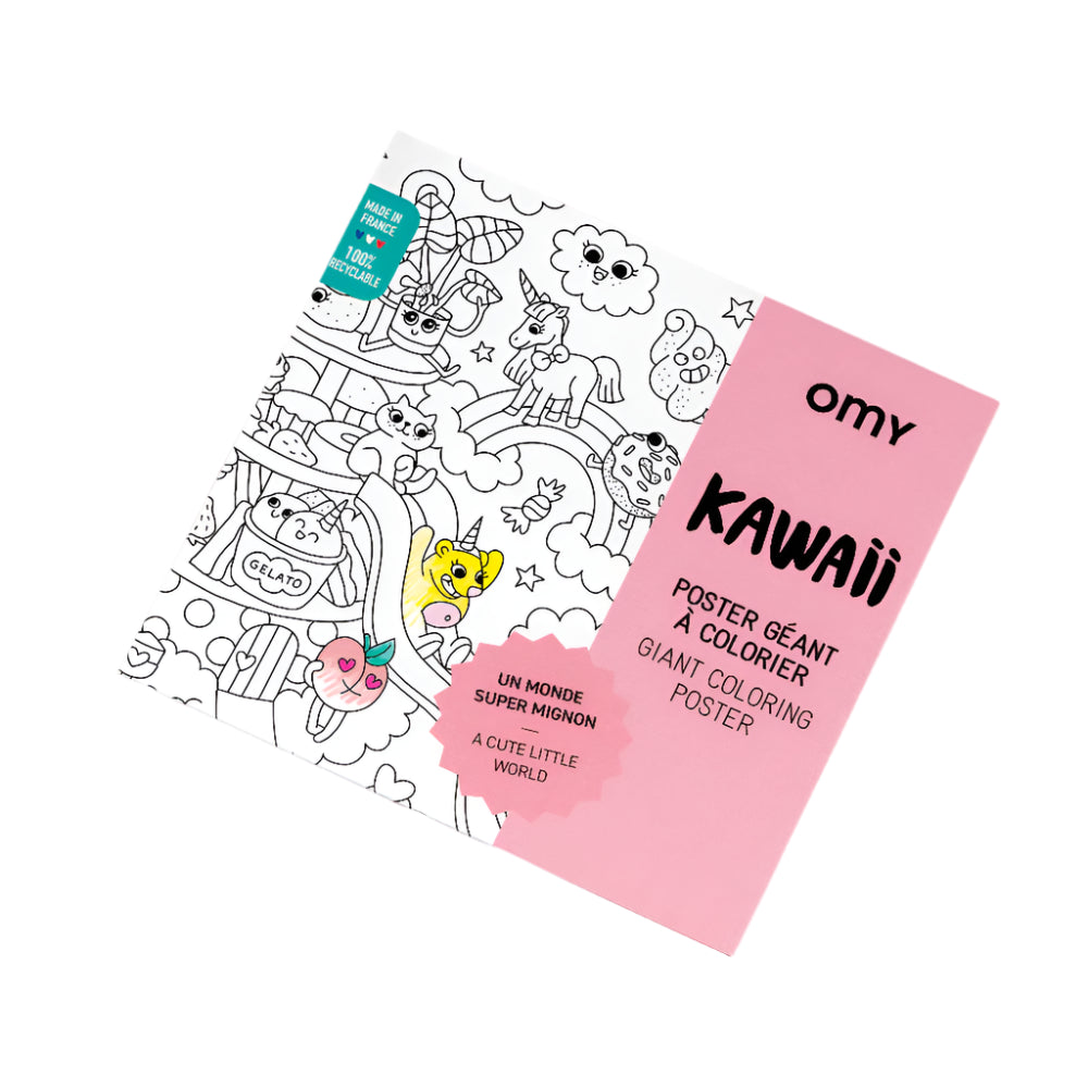 Kawaii giant coloring poster with cute illustrations – Funky Confetti