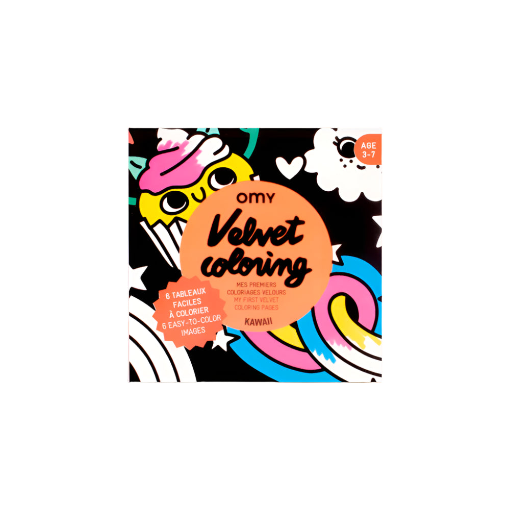 Kawaii velvet coloring pages set with 6 soft velvet sheets for kids – Funky Confetti