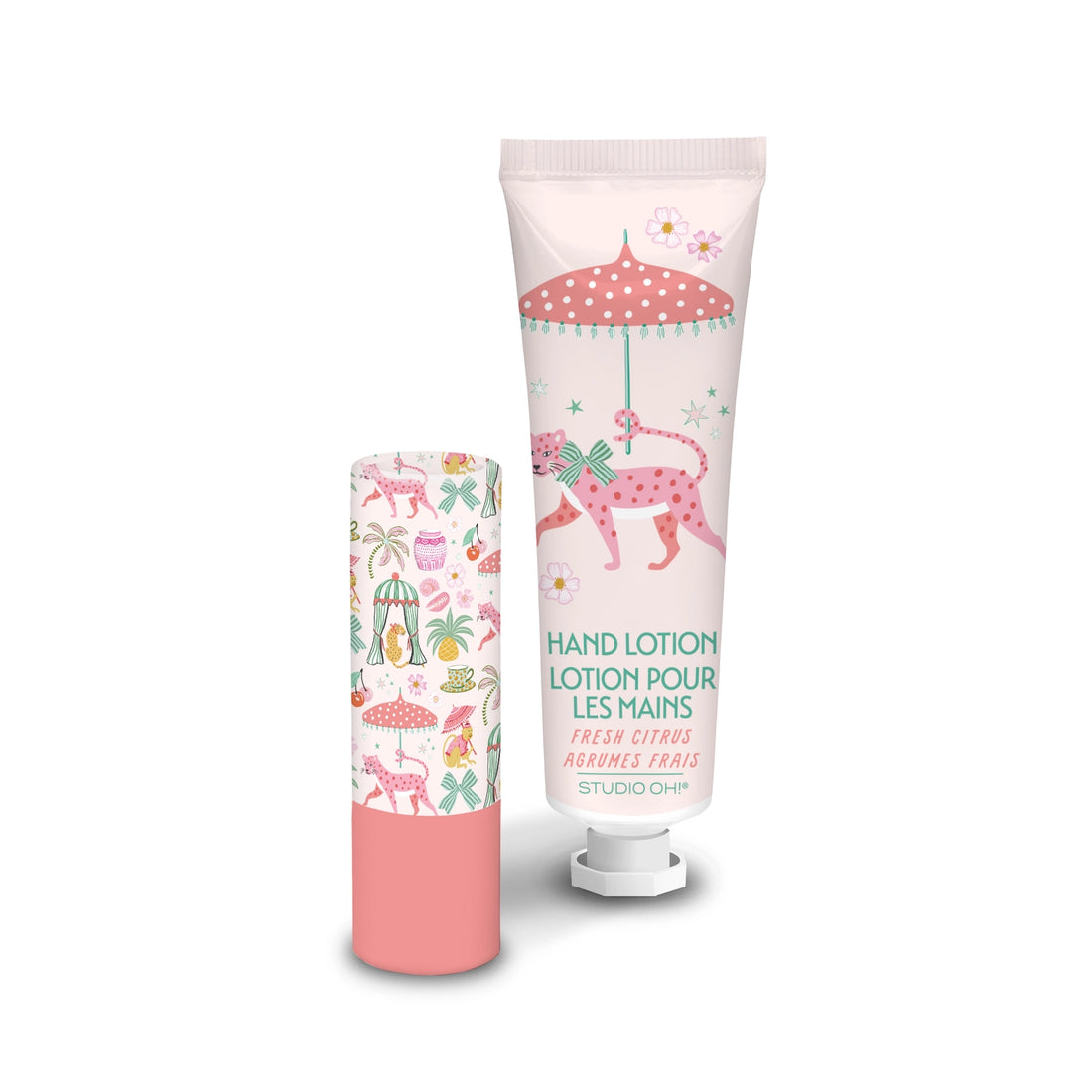 Leopard On Parade Lip Balm and Hand Lotion Set – Fresh Citrus scent – Funky Confetti