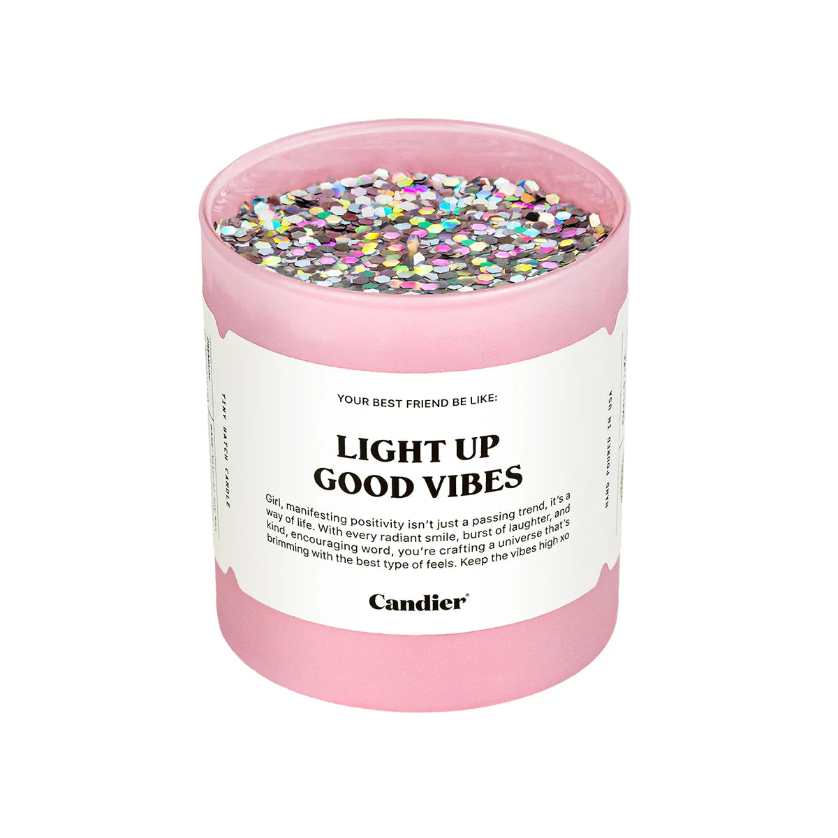 Light Up Good Vibes Candle with eco glitter top and champagne mimosa scent – Funky Confetti