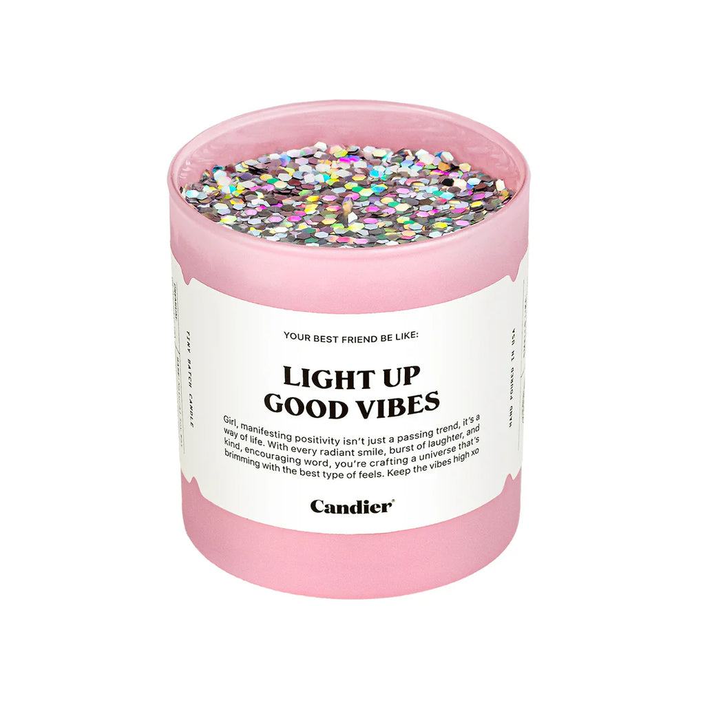 Light Up Good Vibes Candle with eco glitter top and champagne mimosa scent – Funky Confetti