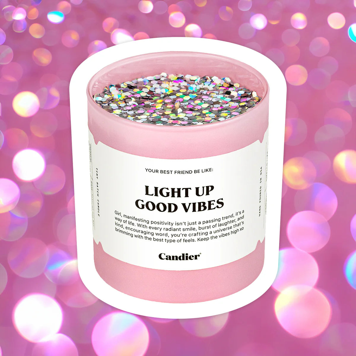Light Up Good Vibes Candle with eco glitter top and champagne mimosa scent – Funky Confetti