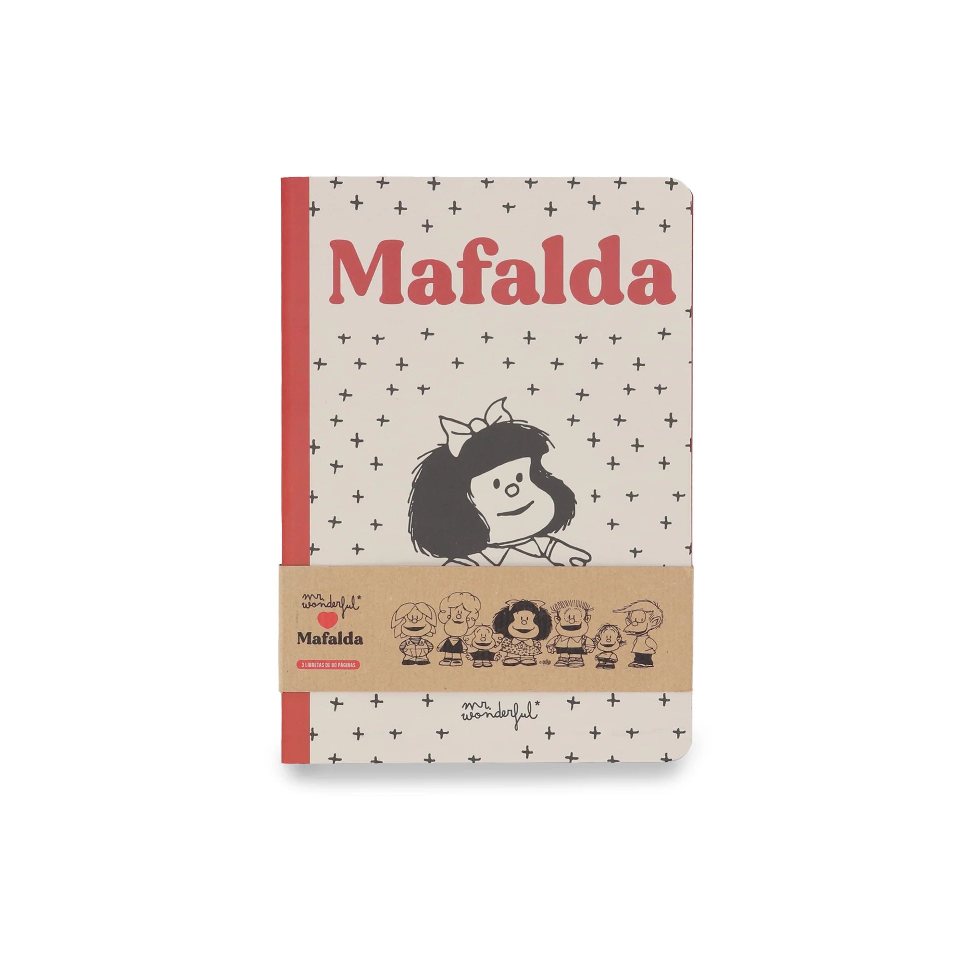 Mafalda A6 notebook set with three cute mini journals featuring different page styles and playful designs