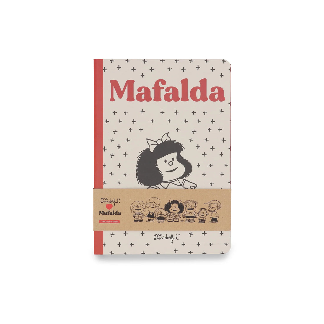 Mafalda A6 notebook set with three cute mini journals featuring different page styles and playful designs