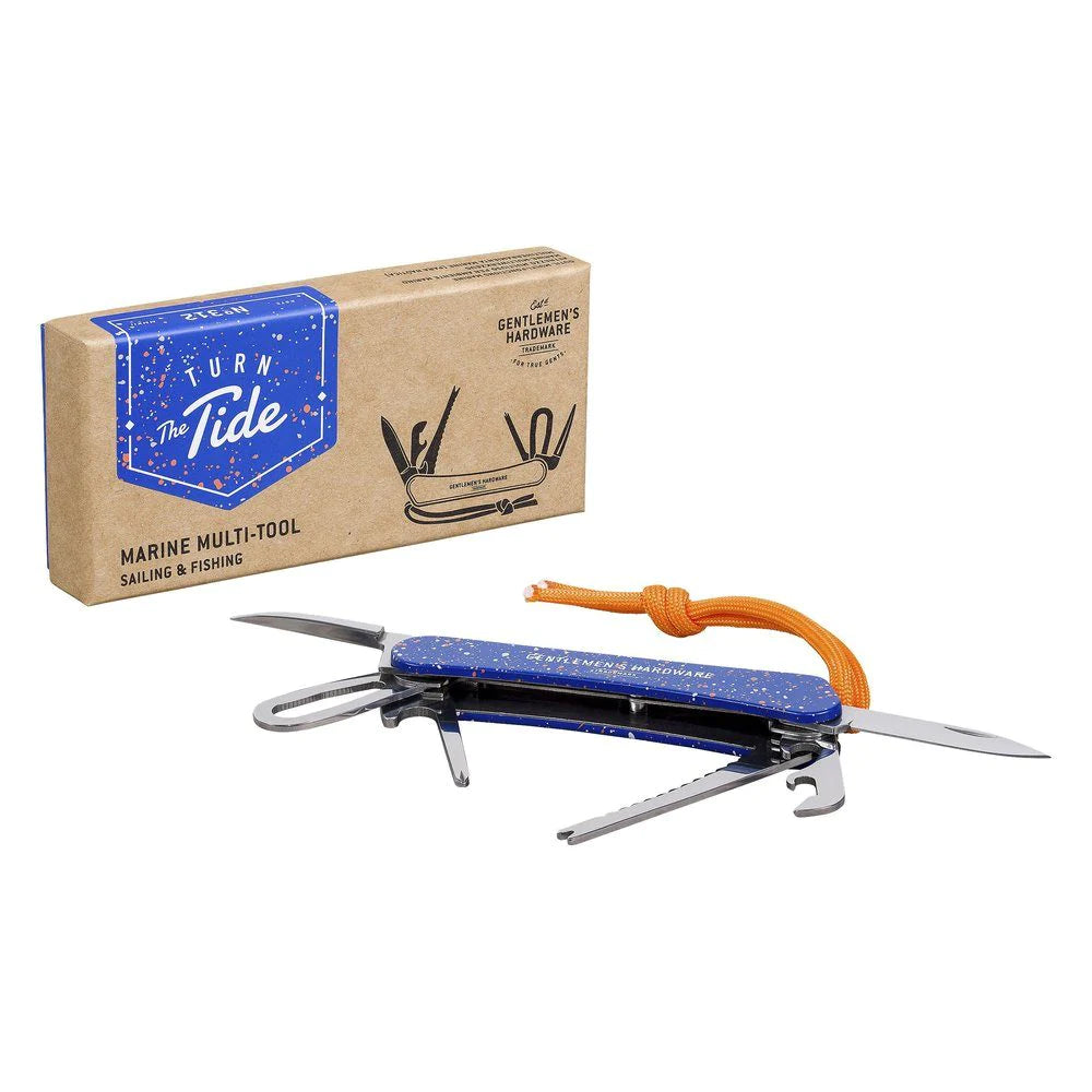 Marine Multi-Tool with 8 stainless steel functions and blue speckled handle – Funky Confetti