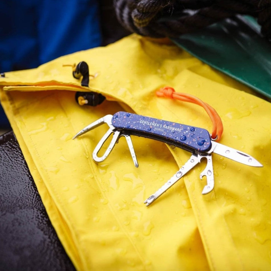 Marine Multi-Tool with 8 stainless steel functions and blue speckled handle – Funky Confetti