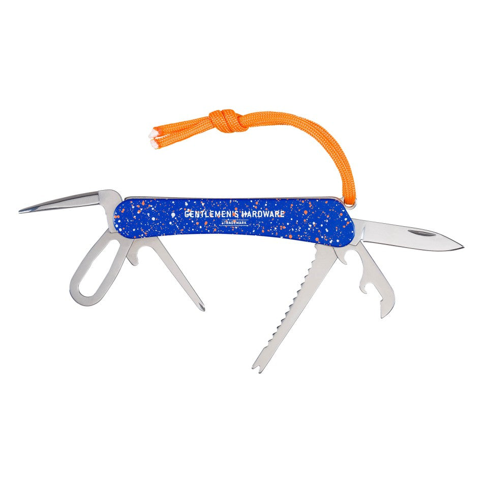 Marine Multi-Tool with 8 stainless steel functions and blue speckled handle – Funky Confetti