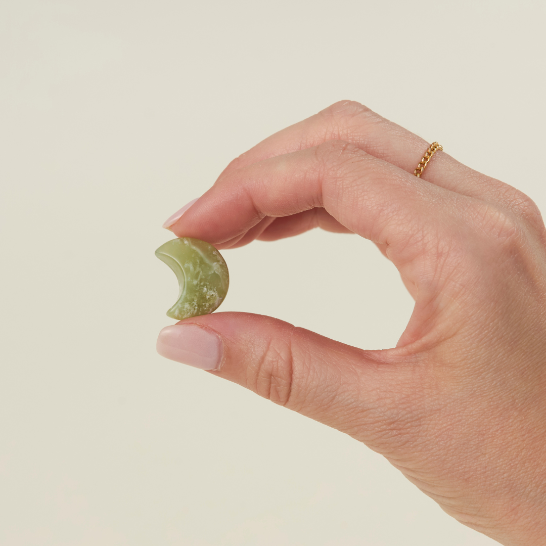 Assorted hand-carved crystal moon gemstones in amethyst, jade, quartz and more – Funky Confetti