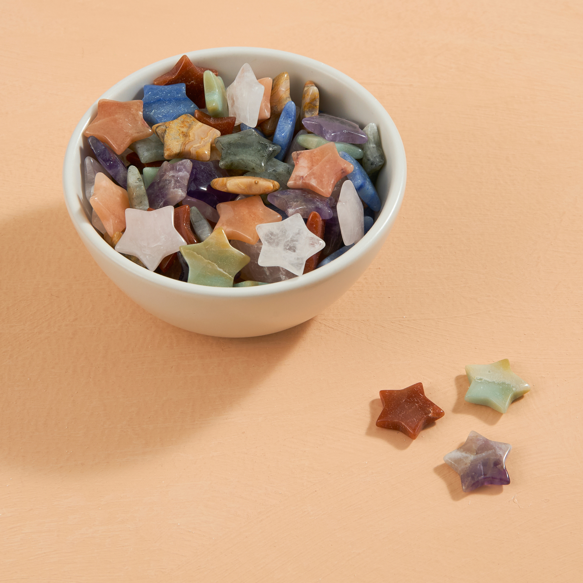 Colorful carved crystal stars in various healing gemstones like Amethyst and Labradorite – Funky Confetti