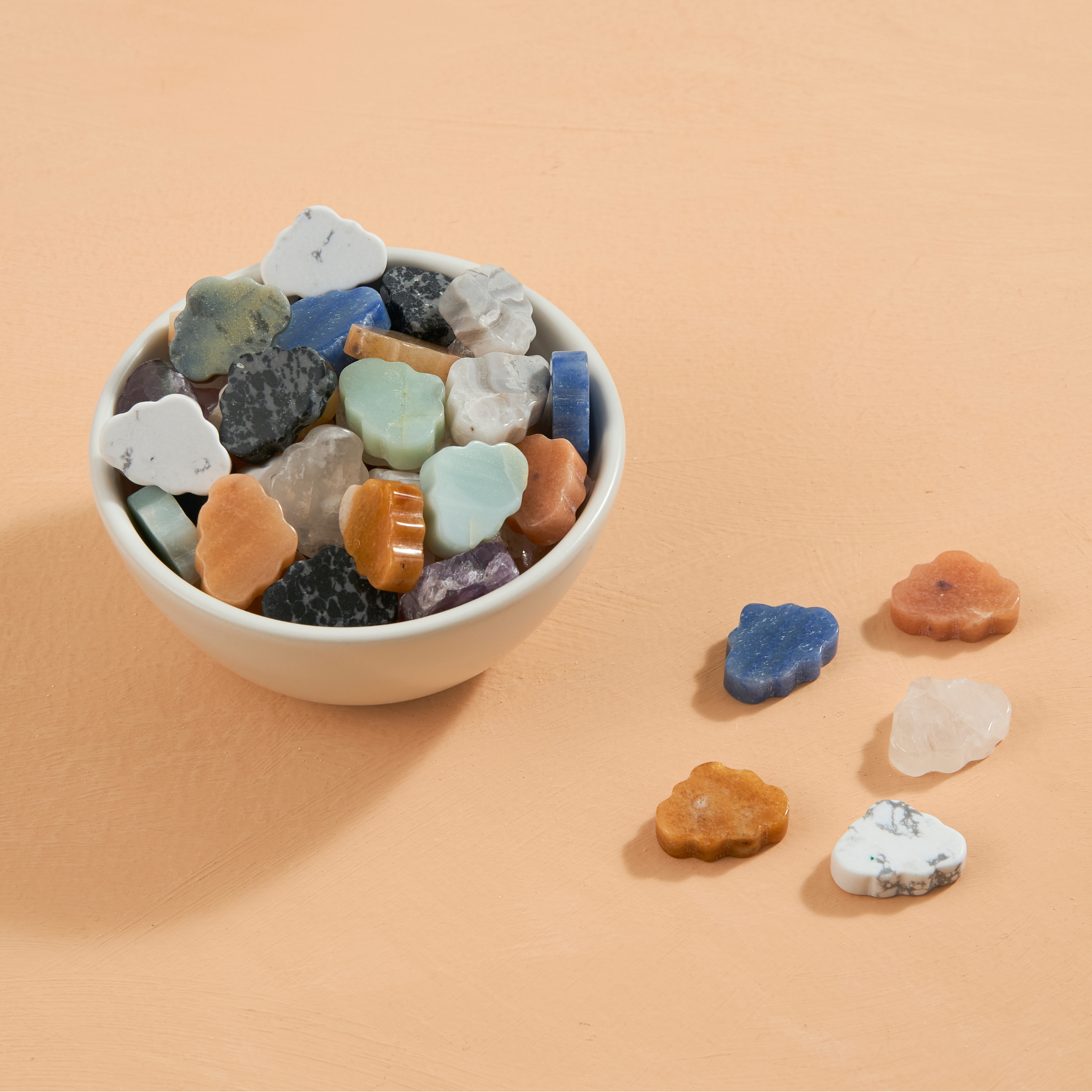 Assorted mini crystal clouds carved from gemstones like Amethyst, Amazonite, Clear Quartz – Funky Confetti