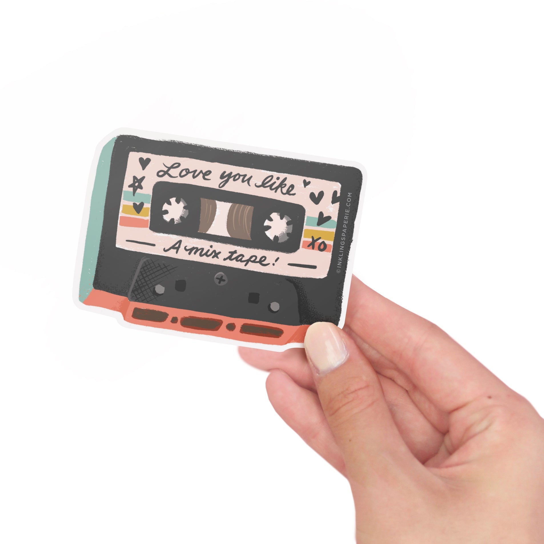 Mix Tape Vinyl Sticker with “Love you like a mix tape” design – Funky Confetti