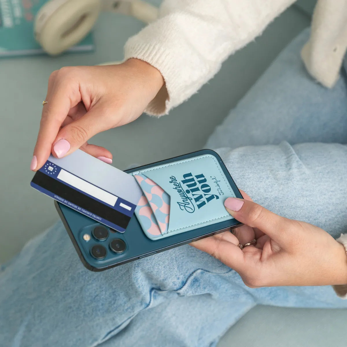 Anywhere With You Adhesive Card Holder – Stick-On Cell Phone Wallet