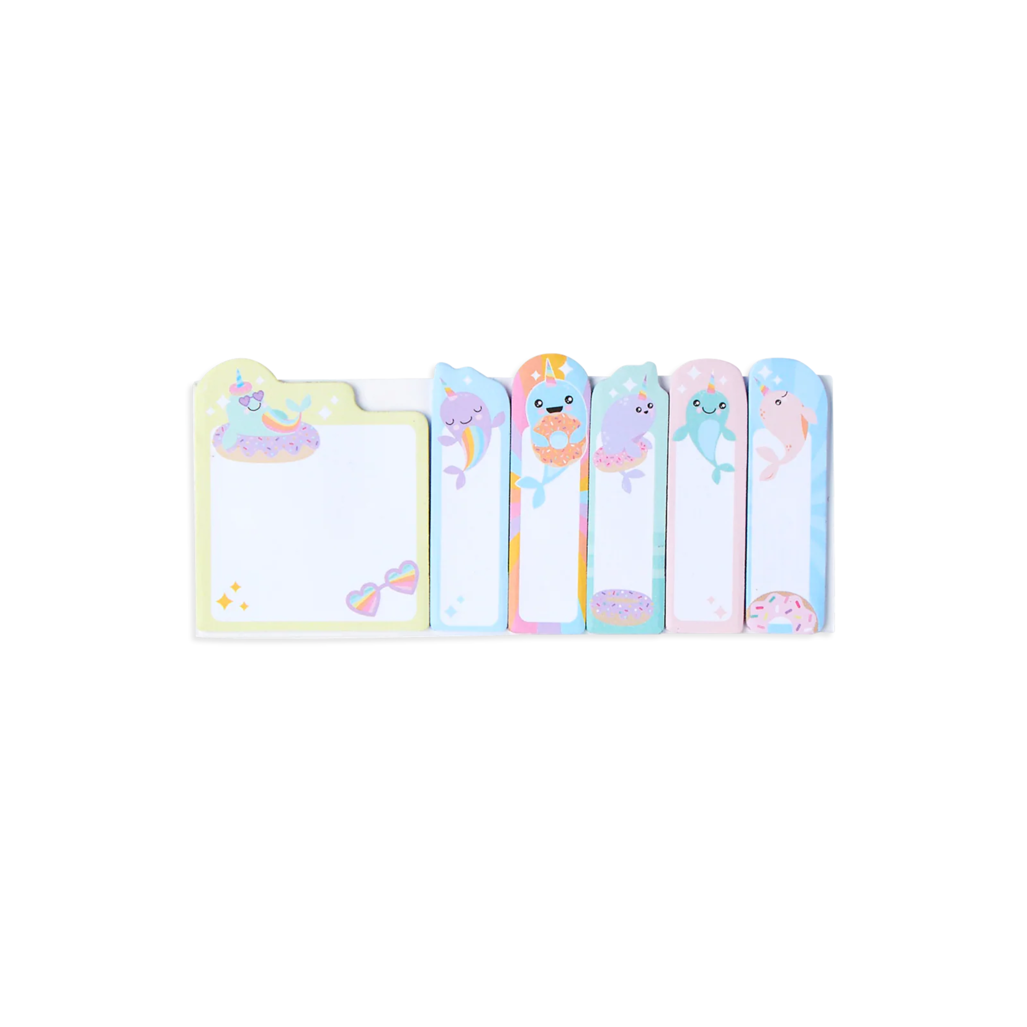 Narwhal-themed Note Pals Sticky Tabs by OOLY in pastel colors – Funky Confetti