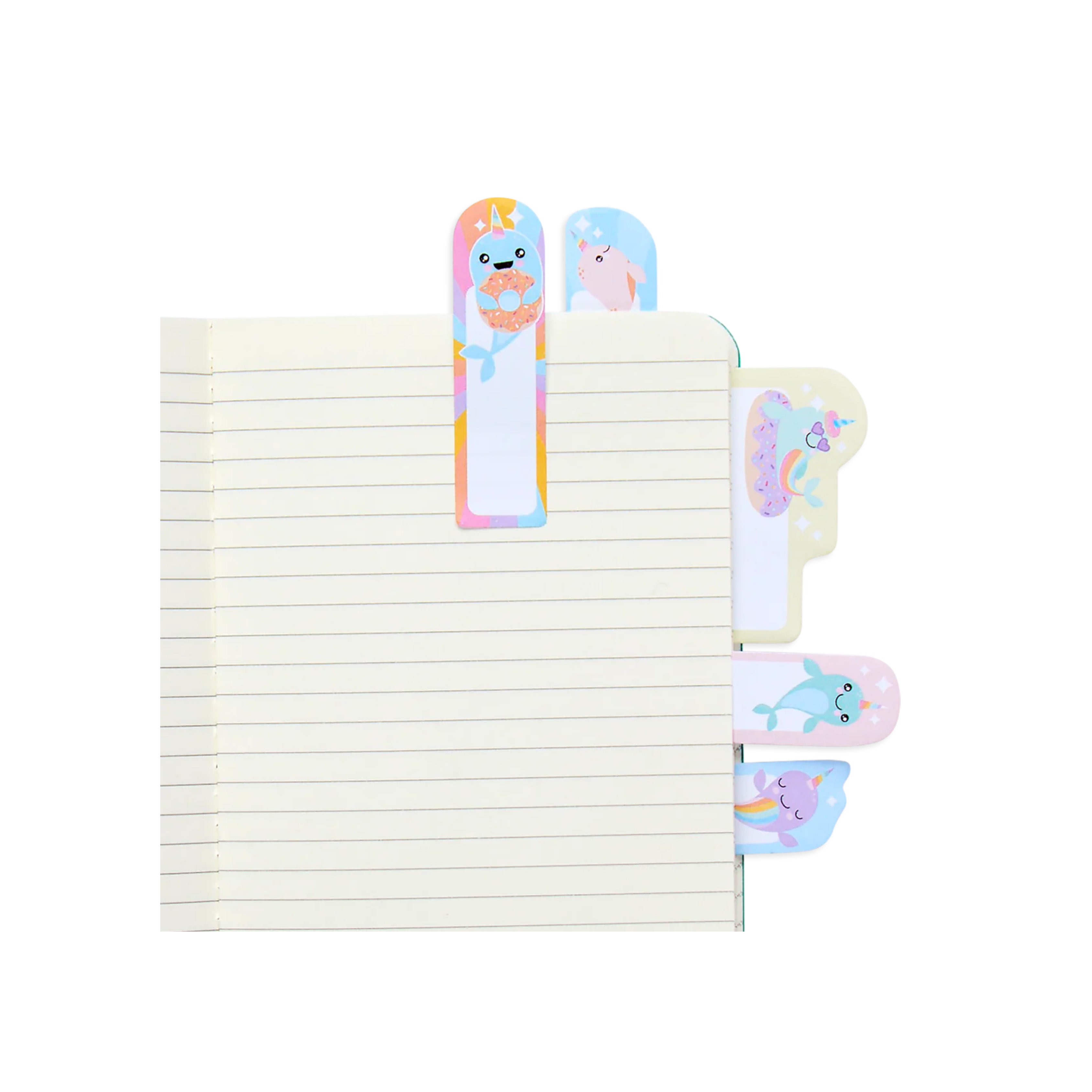 Narwhal-themed Note Pals Sticky Tabs by OOLY in pastel colors – Funky Confetti