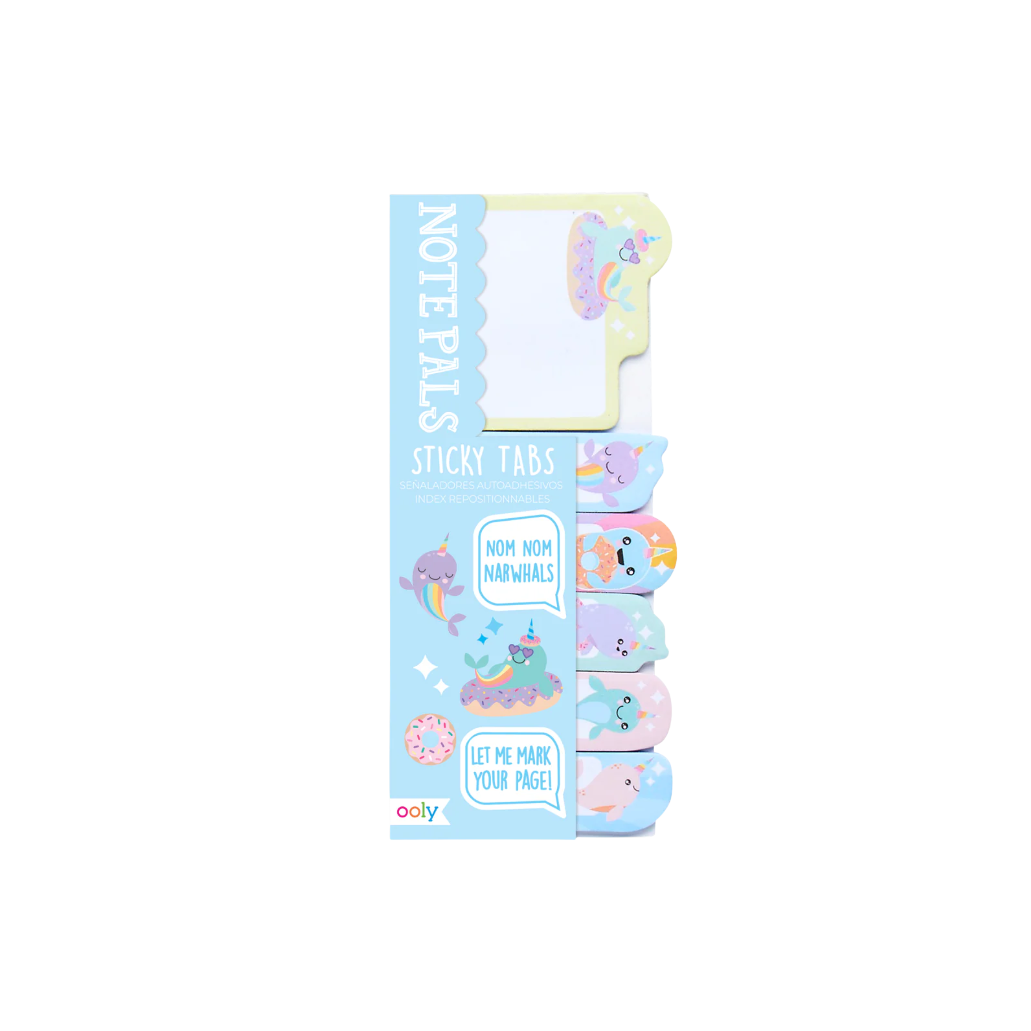 Narwhal-themed Note Pals Sticky Tabs by OOLY in pastel colors – Funky Confetti