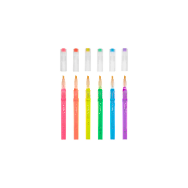 Set of 6 Oh My Glitter! neon liquid glitter highlighters by OOLY in colorful packaging – Funky Confetti